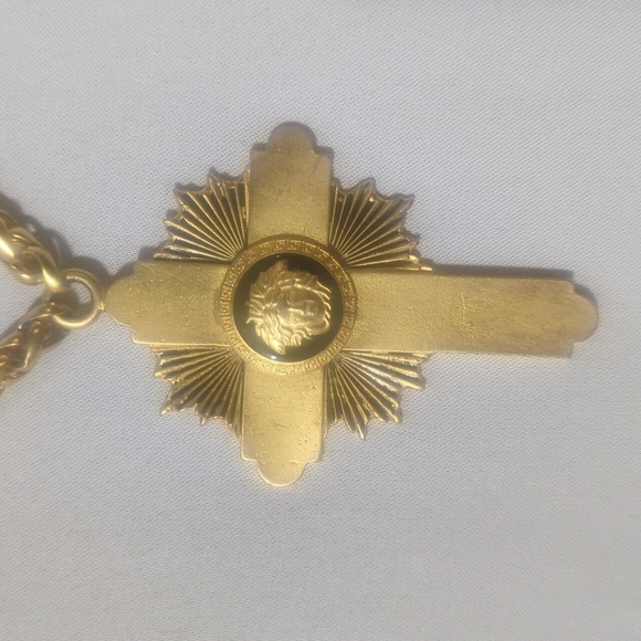 Authentic Vintage Golden Versace Rope Chain With 4" Cross Pendant - Picture 2 of 6